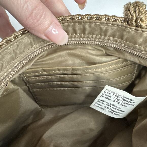 The Sak Vintage Crochet Shoulder Small Bag Boho Braided Handles Brown Neutral - Picture 15 of 16